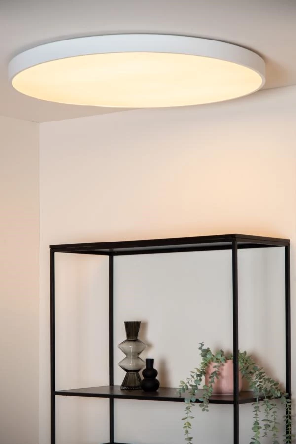 Lucide UNAR - Flush ceiling light - Ø 80 cm - LED Dim. - 1x80W 2700K - 3 StepDim - White - ambiance 1